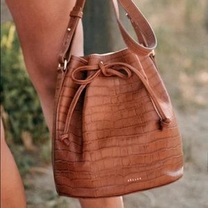 Sezane Farrow bag in brown crocodile leather